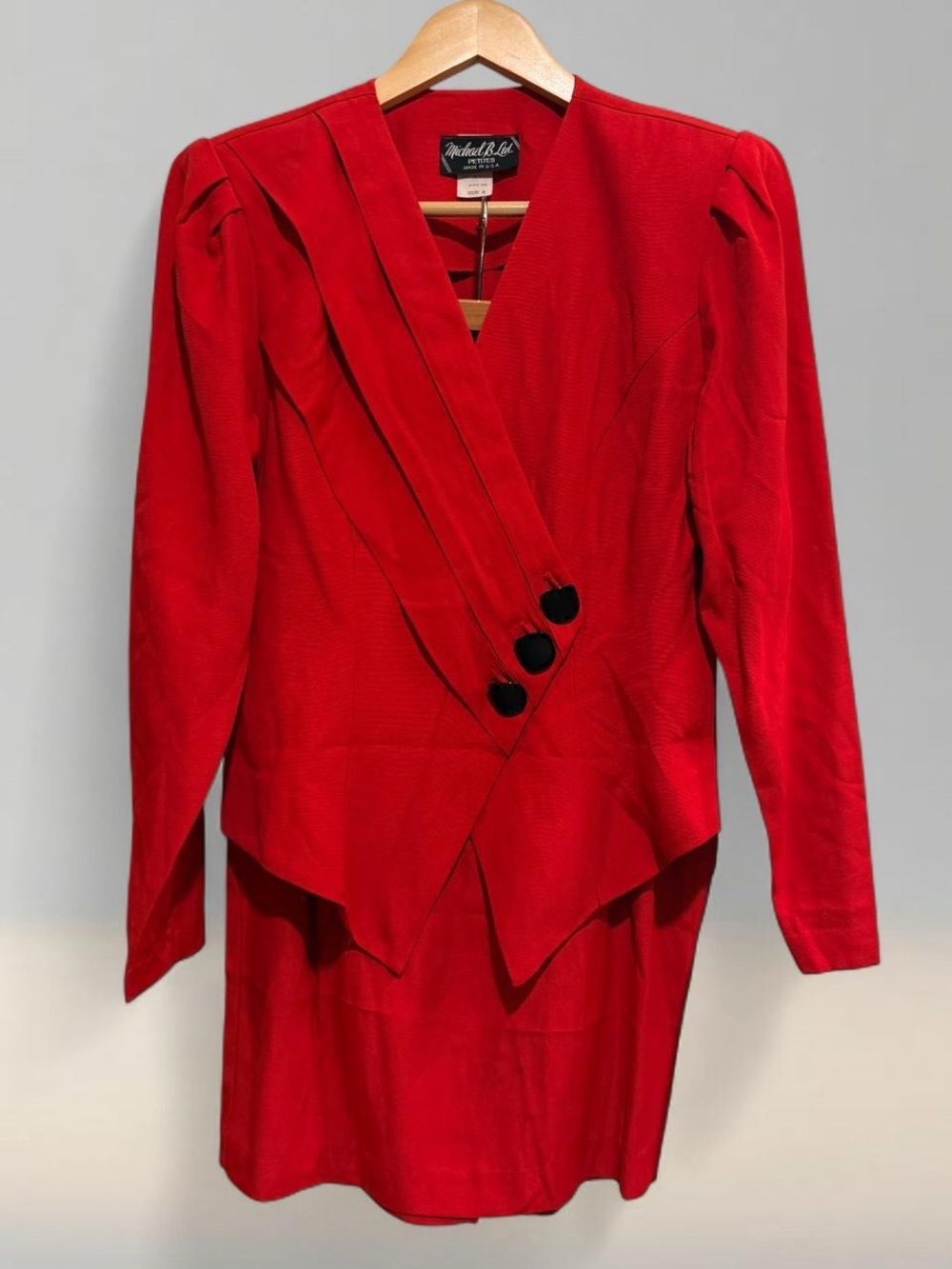 NWT Vintage 90s Michael BTD Women’s Red Two-Piece Blazer & Skirt Set size 8